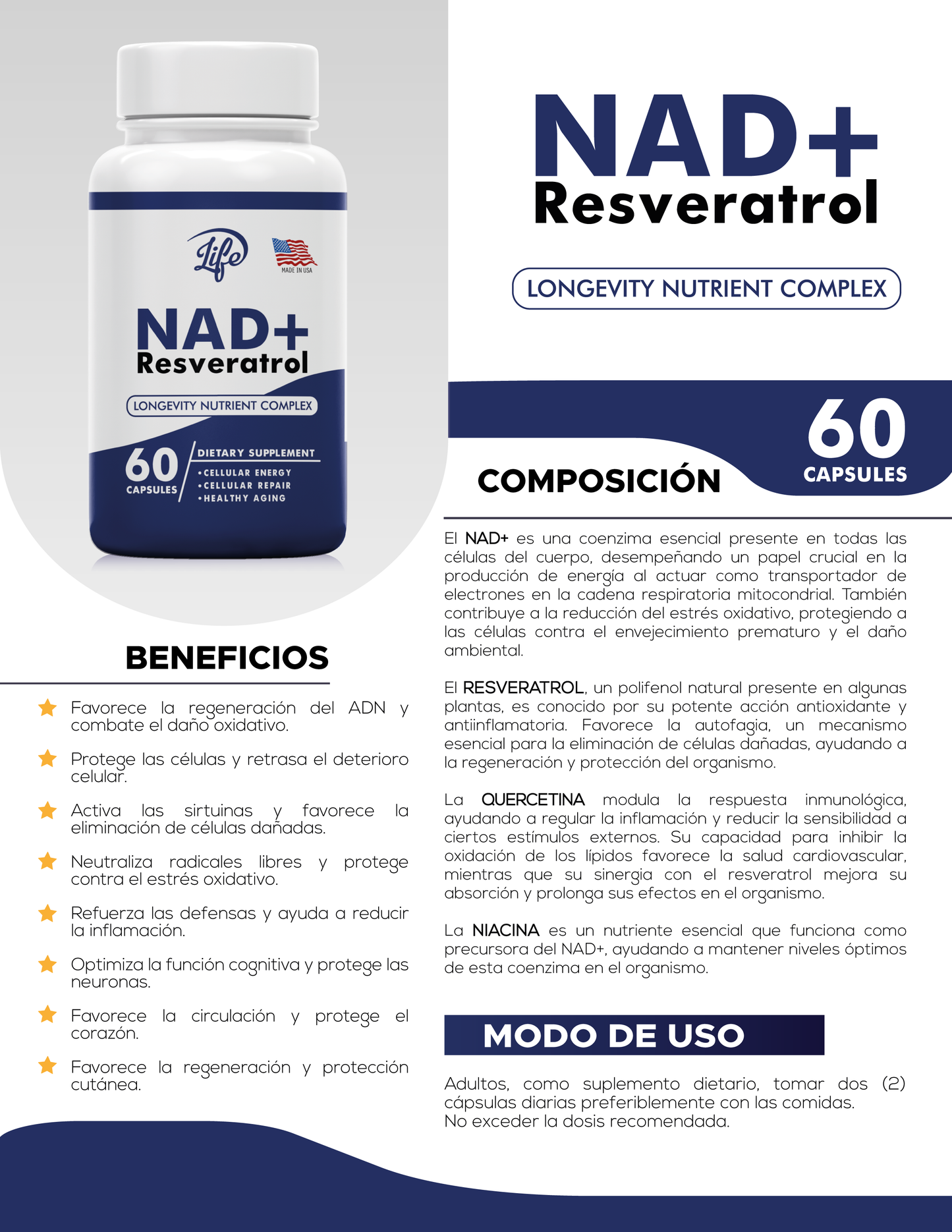 Resveratrol 500mg – Antioxidante Celular Avanzado | 60 Cápsulas