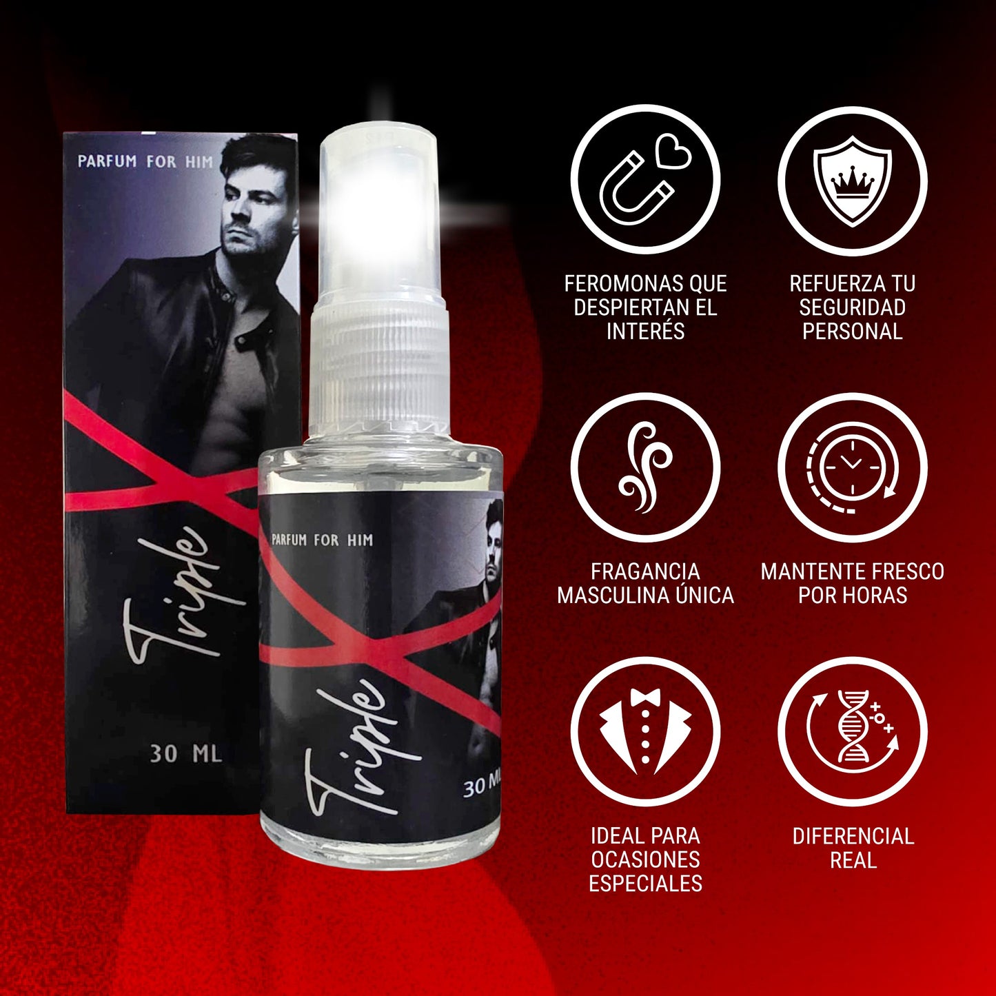 Perfume Triple X – Fragancia Masculina con Feromonas (Inspirada en 212 Heroes C.H)