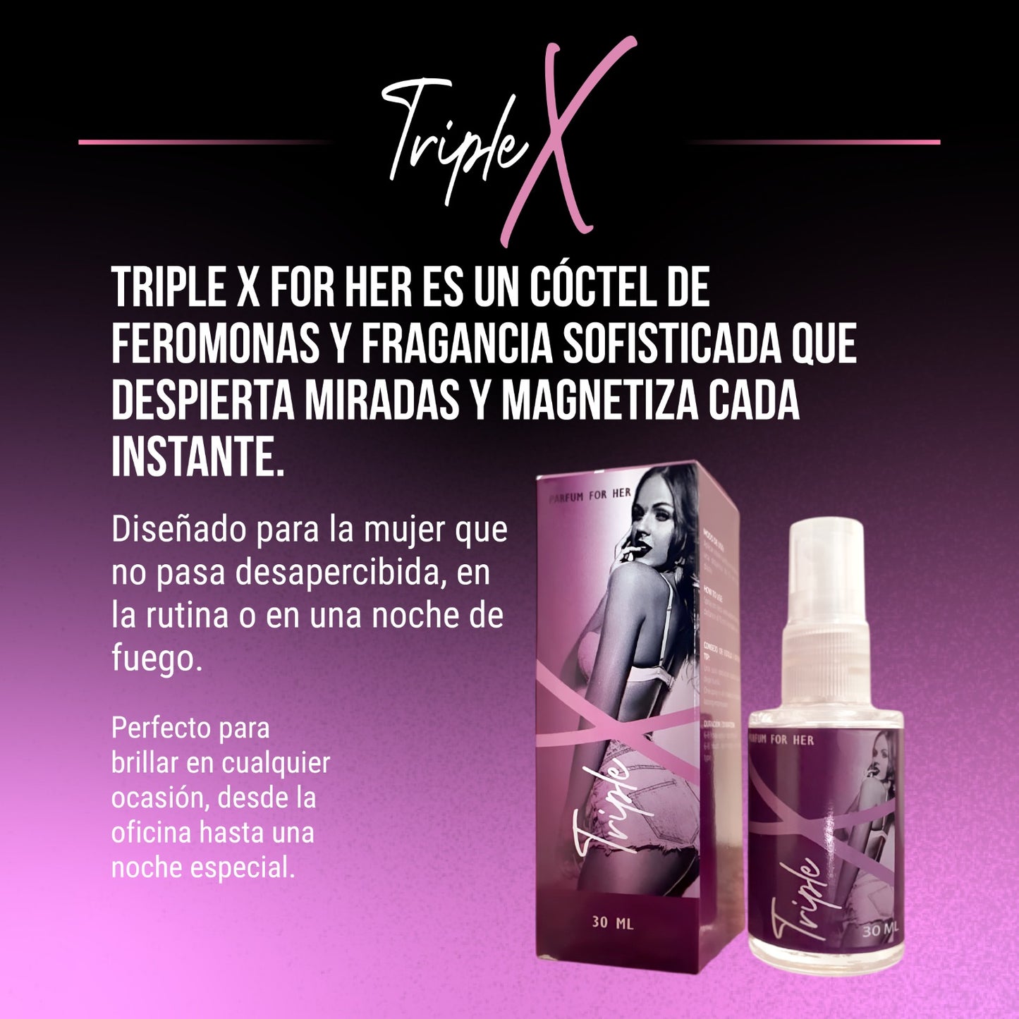 Perfume Triple X – Fragancia Femenina con Feromonas (Inspirada en Scandal)